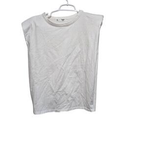 The Frankie Shop Eva White Padded Shoulder Tee XS